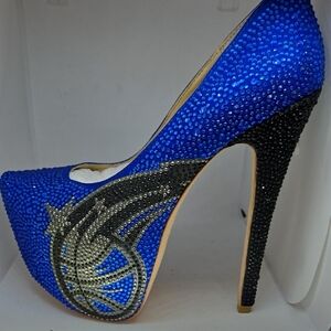 Herstar Blue and Black Rhinestone Heels